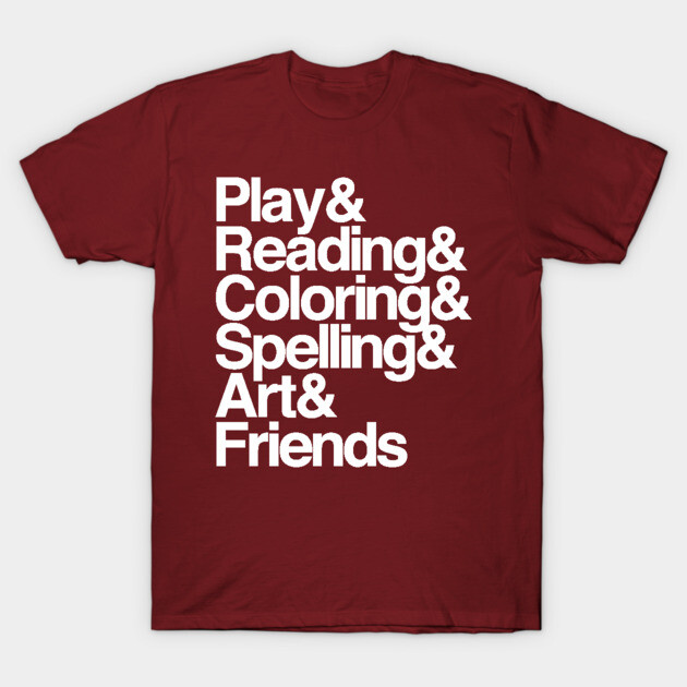 Maroon t-shirt with bold white text design for casual wear, perfect for art and reading enthusiasts.