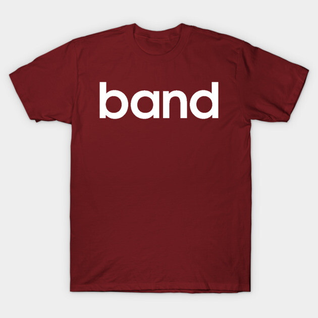 Maroon cotton t-shirt with "band" text print, casual unisex design, perfect for everyday wear.