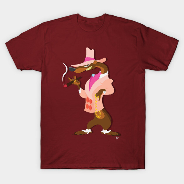 Maroon graphic t-shirt featuring a stylish cartoon character, perfect for casual wear, 100% cotton.