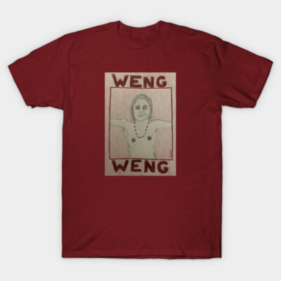 Burgundy graphic t-shirt with vintage-style art and bold text, perfect for casual wear or gifting.