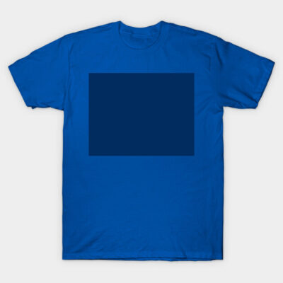 Blue cotton t-shirt with blank navy rectangle, casual wear, short sleeves, perfect for everyday comfort.