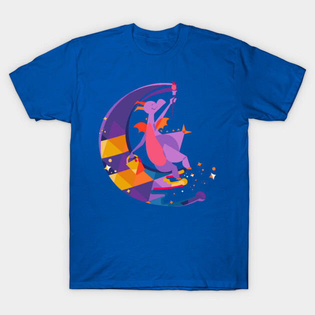 Blue graphic tee with colorful dragon design, perfect for casual wear. Soft cotton material, unisex style.