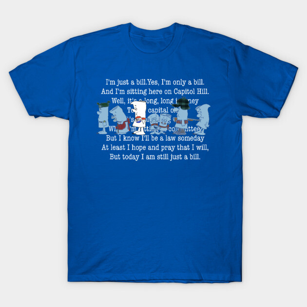 Blue graphic T-shirt featuring educational print design, casual style, perfect for everyday wear, soft cotton material.