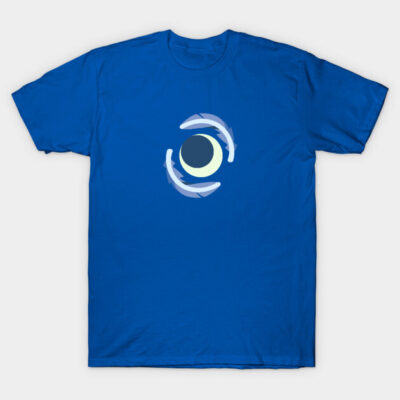 Blue cotton t-shirt with abstract circular design, casual wear, unisex style, perfect for everyday use.