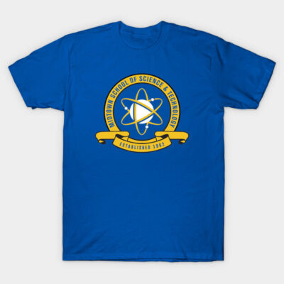 Blue cotton T-shirt with science-themed design, casual wear, ideal for science enthusiasts or educational events.