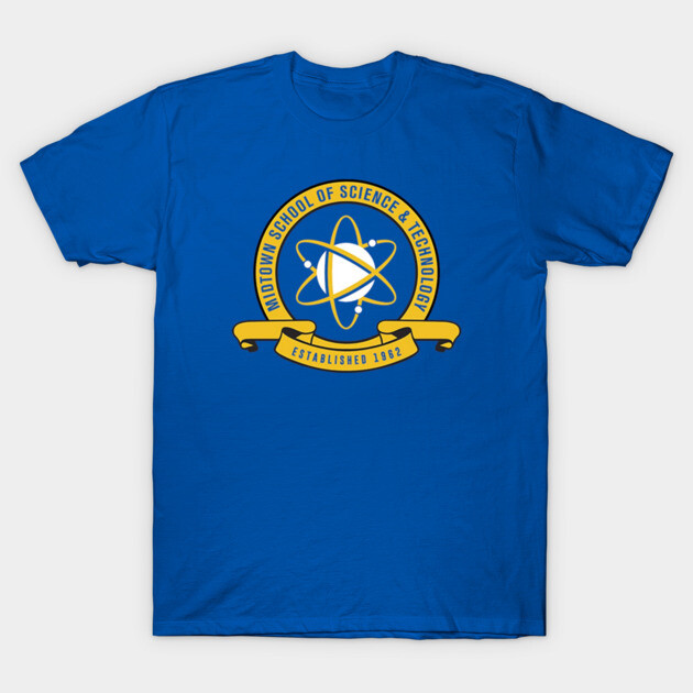 Blue cotton T-shirt with science-themed design, casual wear, ideal for science enthusiasts or educational events.