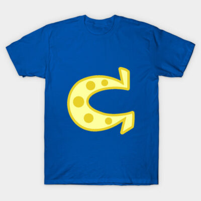 Blue t-shirt with a bold yellow abstract design, casual style, made from 100% cotton, ideal for daily wear.