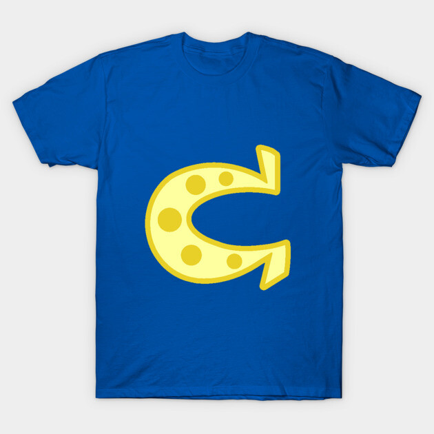 Blue t-shirt with a bold yellow abstract design, casual style, made from 100% cotton, ideal for daily wear.