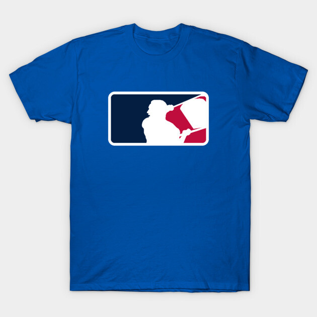 Blue cotton t-shirt with baseball-themed graphic design, casual wear, unisex style, ideal for sports fans.