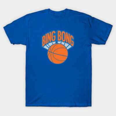 Blue t-shirt with "Bing Bong" and basketball graphic, casual style, perfect for sports fans, 100% cotton material.