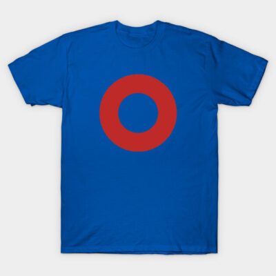 Blue T-shirt with red circle design, casual style, 100% cotton, perfect for everyday wear or gifting.