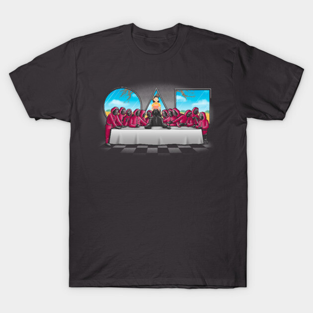 Black graphic t-shirt featuring colorful abstract design, casual unisex style, made of soft cotton for everyday wear.
