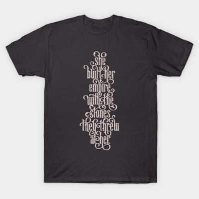 Black t-shirt with elegant typography design, motivational quote, unisex style, perfect for casual wear.