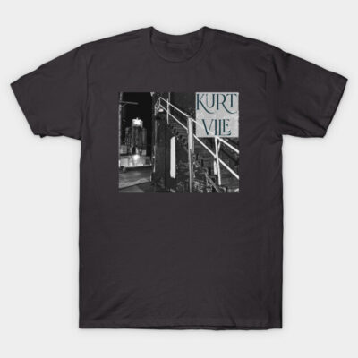 Black graphic T-shirt featuring industrial design with text, casual style, soft cotton material for everyday wear.