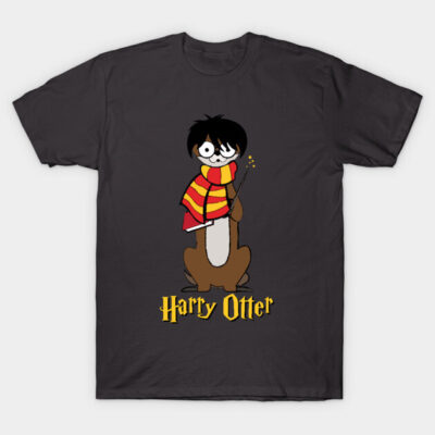 Graphic otter t-shirt, dark color, quirky design, casual wear, soft cotton material, perfect for everyday style.