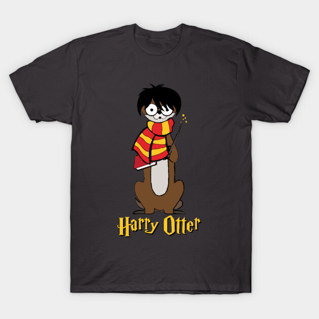 Graphic otter t-shirt, dark color, quirky design, casual wear, soft cotton material, perfect for everyday style.