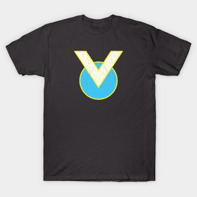 Black t-shirt with yellow and blue abstract geometric design, casual style, soft cotton fabric, unisex.