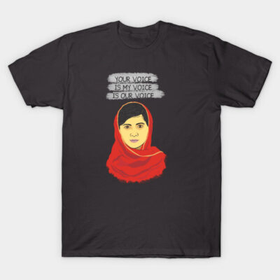 Black t-shirt with red and yellow graphic design, featuring empowering text. Casual wear, 100% cotton, unisex style.