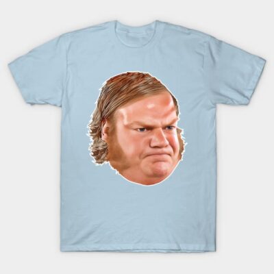 Light blue T-shirt with a humorous graphic print, casual unisex style, perfect for everyday wear. 100% cotton material.