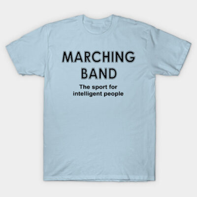 Light blue t-shirt with "Marching Band" slogan, casual style, ideal for music enthusiasts, 100% cotton fabric.