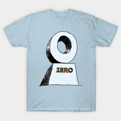 Light blue T-shirt with a graphic zero design, casual style, perfect for everyday wear, made from soft cotton fabric.
