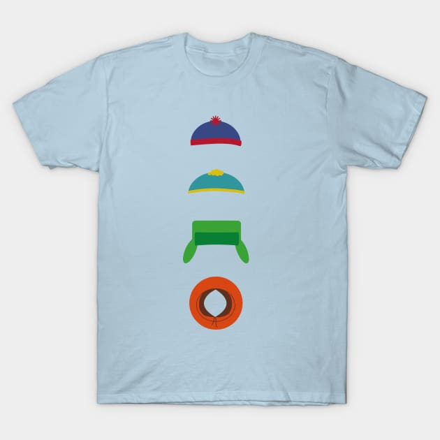 Light blue T-shirt with colorful beanie graphic design, casual style, ideal for everyday wear, cotton material.