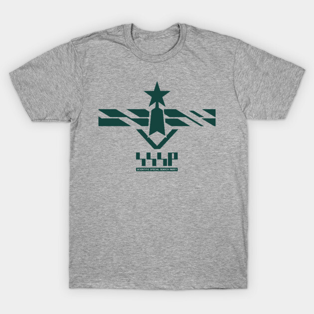 Gray t-shirt with green abstract design and geometric graphics, casual style, cotton material, unisex.