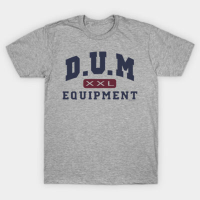Gray cotton t-shirt with "D.U.M Equipment XXL" text, casual style, perfect for everyday wear.
