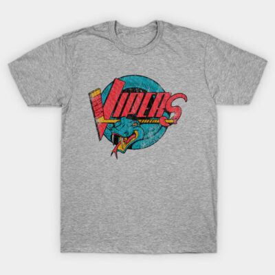 Gray t-shirt with colorful retro "Vipers" graphic, casual style, perfect for everyday wear, soft cotton material.