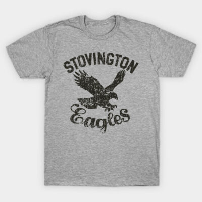 Gray "Stovington Eagles" T-shirt, vintage eagle graphic, casual wear, soft cotton blend, unisex style.