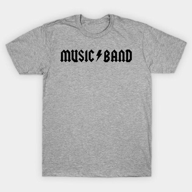 Gray cotton t-shirt with "Music Band" design in black text, casual style, perfect for music lovers and everyday wear.