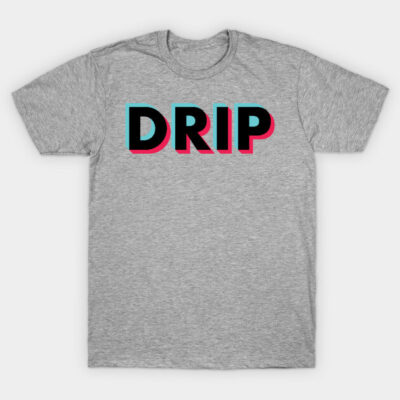 Gray cotton T-shirt with bold "DRIP" text design, casual style for everyday wear.