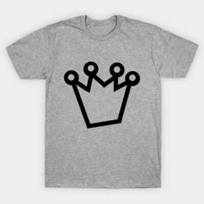 Gray cotton t-shirt with black crown graphic design, casual style for everyday wear.