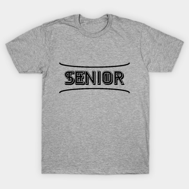 Gray cotton t-shirt with "Senior" text, casual style, ideal for graduation or senior year celebrations.