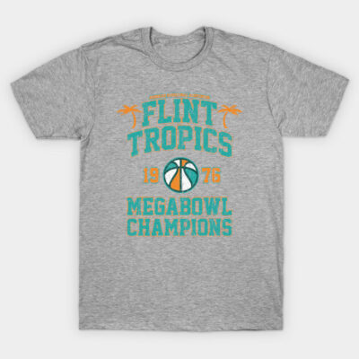 Gray Flint Tropics graphic t-shirt, vintage style, casual wear, soft cotton fabric, sports-themed design.