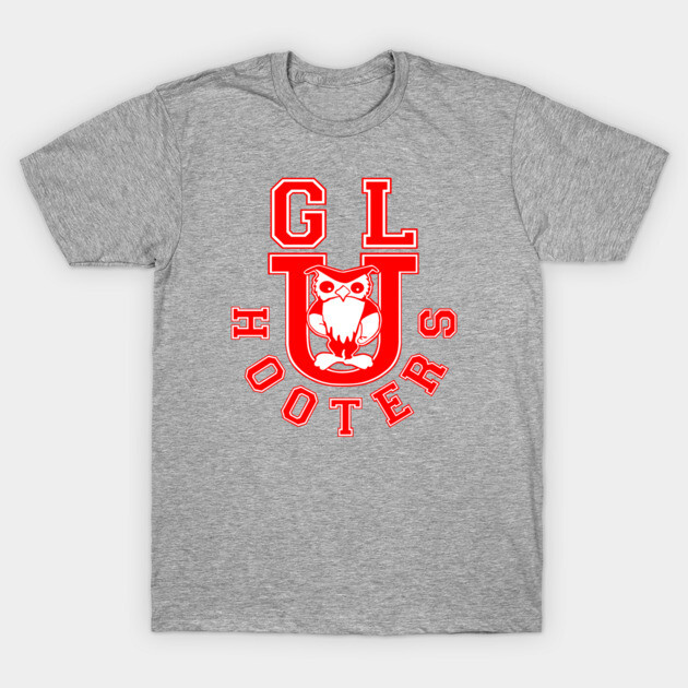 Gray T-shirt with red owl graphic and bold text, casual cotton wear, perfect for everyday comfort and style.