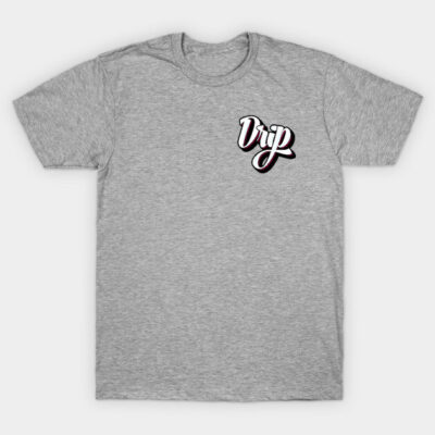 Gray cotton t-shirt with "Drip" graphic, casual style, perfect for everyday wear.