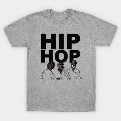 Gray hip hop graphic t-shirt, casual style, featuring bold text and artistic design, perfect for everyday wear.