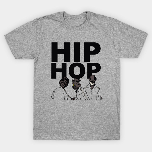 Gray hip hop graphic t-shirt, casual style, featuring bold text and artistic design, perfect for everyday wear.