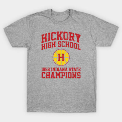 Gray Hickory High School T-shirt, red text, vintage sports style, cotton fabric, casual wear.