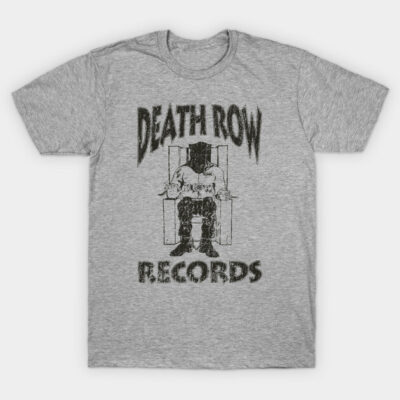 Gray Death Row Records T-shirt, vintage style, unisex cotton, casual wear.