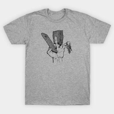 Gray cotton t-shirt featuring minimalist hand illustration design, perfect for casual wear.