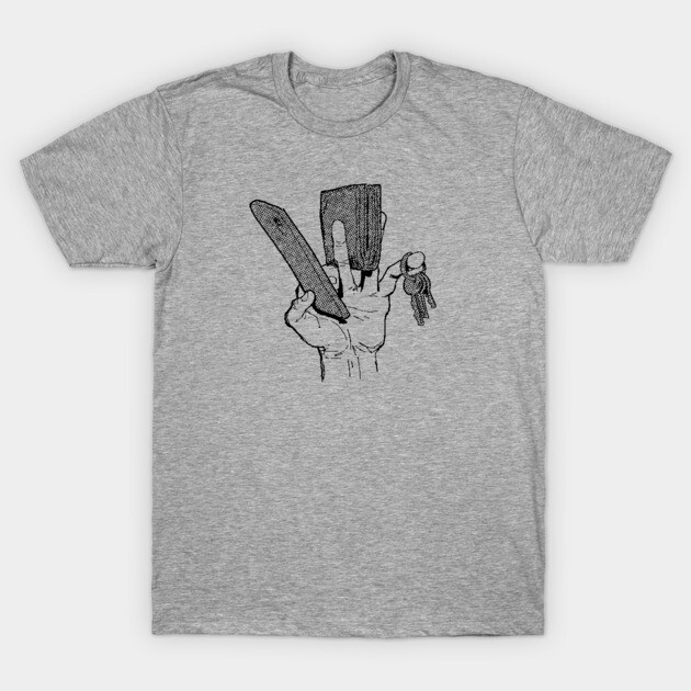 Gray cotton t-shirt featuring minimalist hand illustration design, perfect for casual wear.