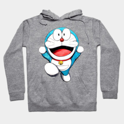 Gray cotton hoodie with cartoon character print, casual style, ideal for everyday wear and comfort.