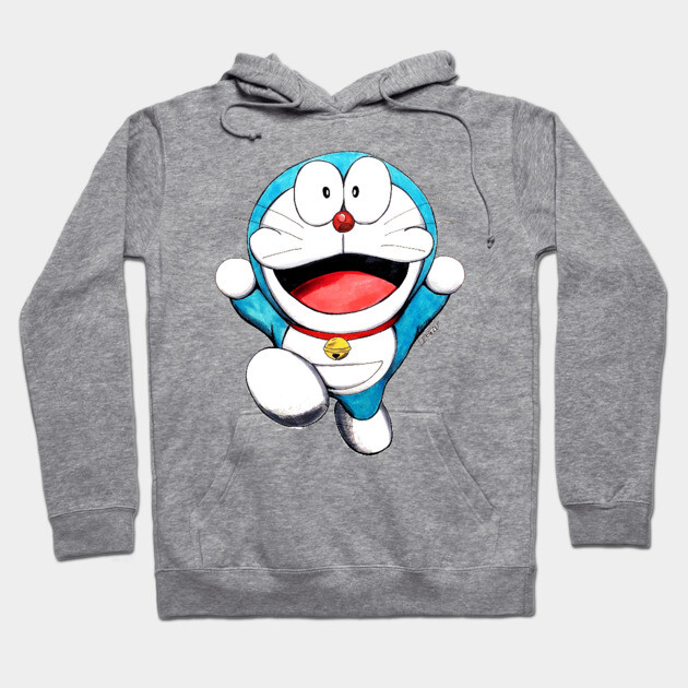 Gray cotton hoodie with cartoon character print, casual style, ideal for everyday wear and comfort.