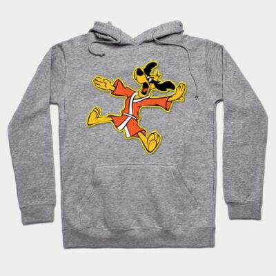 Gray hoodie featuring a colorful cartoon character design, casual cotton blend, perfect for everyday wear.