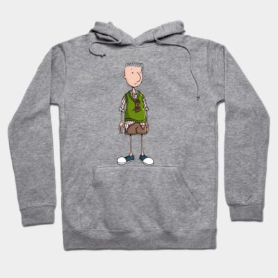 Gray hoodie with cartoon character print, casual style, cotton blend, perfect for everyday wear and comfort.