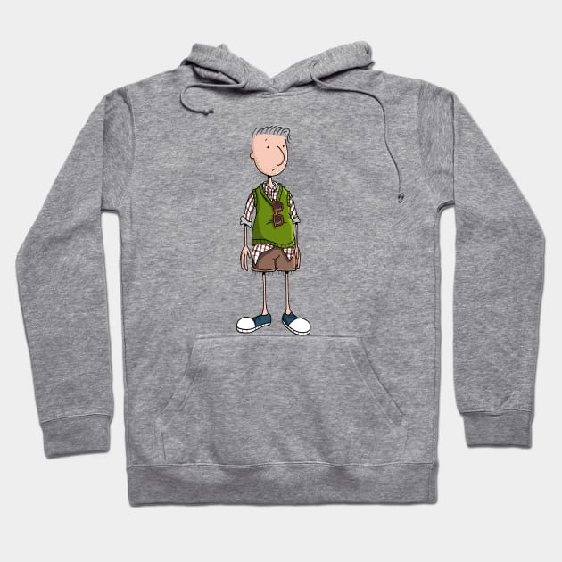Gray hoodie with cartoon character print, casual style, cotton blend, perfect for everyday wear and comfort.