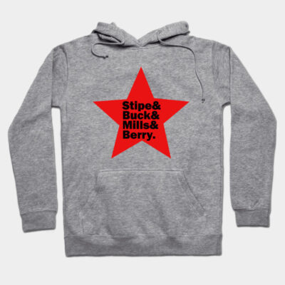 Gray hoodie with red star graphic and text, cozy cotton material, casual unisex style for everyday wear.
