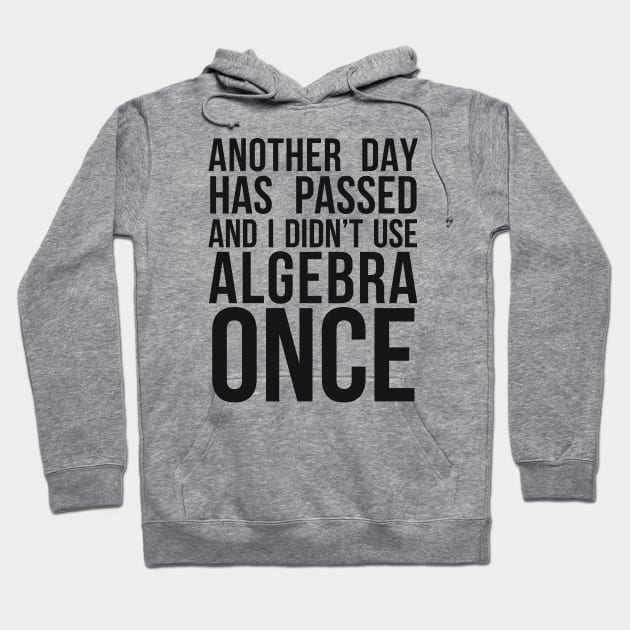 Gray hoodie with humorous algebra quote, casual style, soft cotton material, perfect for everyday wear and comfort.
